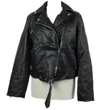 Dámský černý koženkový křivák s páskem New Look