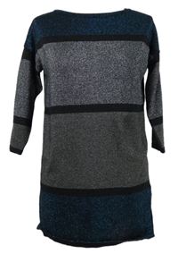 Dámská stříbrno-modro-černá pruhovaná svetrová tunika Laura Scott 