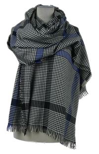 Dámská bílo-černo-fialová vzorovaná šála Huftgold