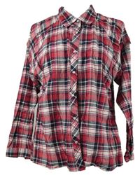 Dámska tmavorůžovo-tmavomodrá kockovaná blúzka Internacionale