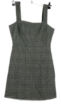 Dámské černo-bílé kostkované vlněné minišaty New Look