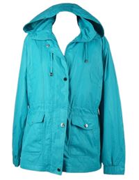 Dámská tyrkysová šusťáková jarní bunda s kapucí Mode Mille 