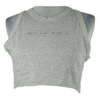 Dámský šedý crop top s nápisem Primark 