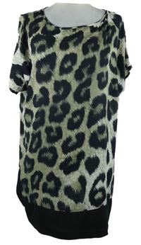 Dámska kaki-čierna vzorovaná tunika M&S