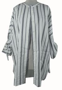 Dámská bílo-šedá pruhovaná halenková tunika Primark 