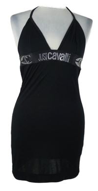Dámske čierne plážové šaty s nápisy z kamínků Just Cavalli