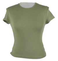 Dámské khaki crop tričko Bershka 
