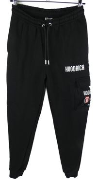 Pánské černé cuff tepláky s logem Hoodrich 