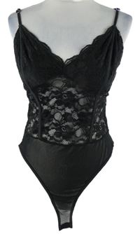 Nové - Dámské černé krajkové body New Look 