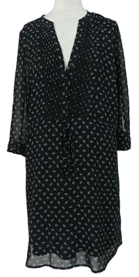 Dámske čierne vzorované šifónové šaty H&M