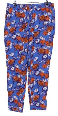 Dámské modro-červené květované volné kalhoty Papaya 