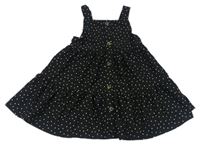 Čierne bodkovaná é šaty s gombíky Primark