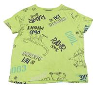 Neonově zelené tričko s dinosaury F&F