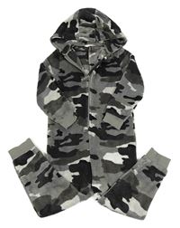 Sivá army chlpatá kombinéza s kapucňou M&S