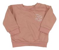 Svetloružová mikina s nápisom zn. Primark