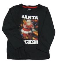 Čierne tričko so Santa Clausem Matalan