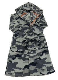 Sivý army chlupaný župan a kapucňou M&S