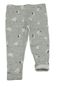 Světlešedé teplé legíny s pejsky Pocopiano