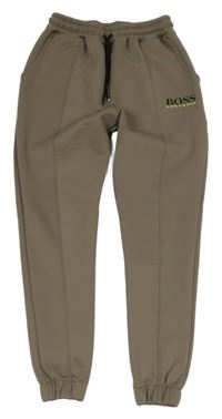 Béžové sportovní kalhoty s logem Hugo Boss