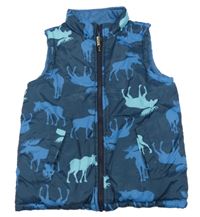 Tmavomodrá šušťáková zateplená obojstranná vesta s losmi Hatley