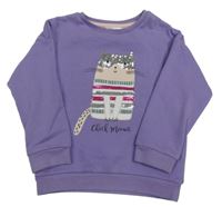 Fialová mikina s mačkou M&Co.