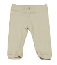 Béžové žebrované tepláky s knoflíkem C&A