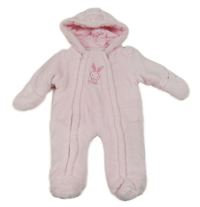 Světlerůžová chlupatá zateplená kombinéza s králíčkem a kapucí St. Bernard
