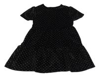 Čierne bodkovaná é zamatové šaty F&F