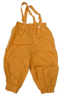 Oranžové plátenné nohavice s trakami