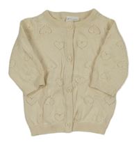 Béžov perforovaný prepínaci sveter so srdiečkami