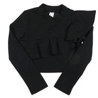 Čierne crop tričko s volánem Shein