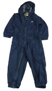 Tmavomodrý šusťákový nepromokavý overal s kapucí Trespass