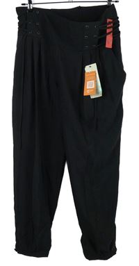 Nové - Dámské černé volné kalhoty se šněrováním River Island 