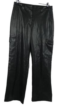 Dámské černé koženkové kalhoty s kapsami Primark
