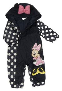 Tmavomodro-puntíkatá voděodolná kombinéza s Minnie a kapucí Disney