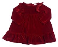 Červené zamatové šaty s volánikmi F&F