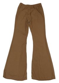 Hnedé rebrované flare nohavice