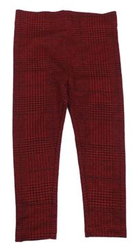 Červeno-čierne vzorované úpletové legíny Peacocks