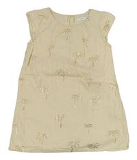 Smetanové šaty se zlatými palmami Next