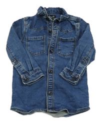 Tmavomodrá teplákovo/riflová košeľová bunda Denim Co.