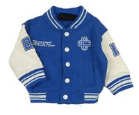 Modro-biela baseballová mikina s výšivkou a nápisom Couture