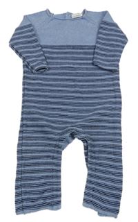 Světle-tmavomodrý pletený pruhovaný overal Next