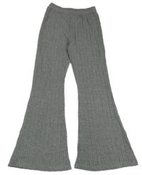 Sivé pletené 3D vzorované flare nohavice Shein