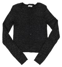 Čierny trblietavý rebrovaný prepínaci sveter Primark