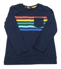 Tmavomodré triko s barevnými pruhy George