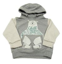 Sivo-svetlosivá mikina s medvěďom a kapucňou Tu