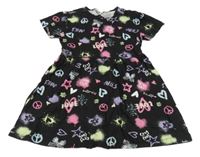 Čierno-farebné bavlnené šaty s nápismi Primark