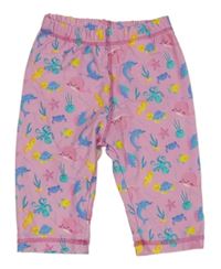 Ružové UV capri legíny s mořskými živočichy