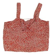 Červeno-biely kvetovaný crop top Zara