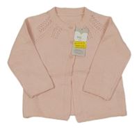 Nové - Světlerůžový propínací svetr s perforovaným vzorem M&S